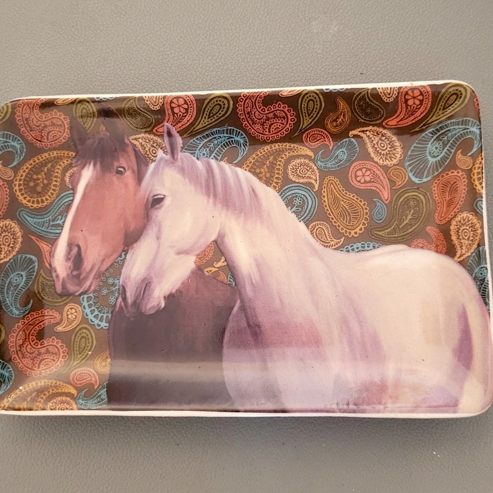 Cracker Barrel Country Style Horses Trinket Dish New Without Tags